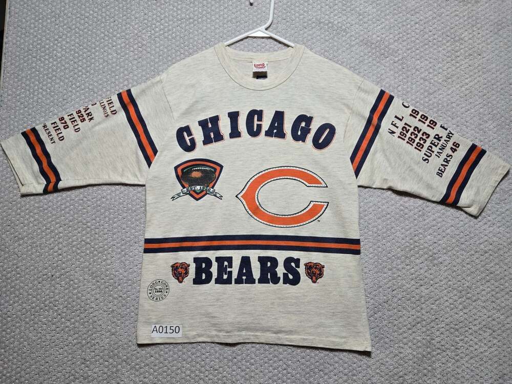 Vintage 1990 Chicago Bears 3/4 Shirt Long Gone Series Size Large